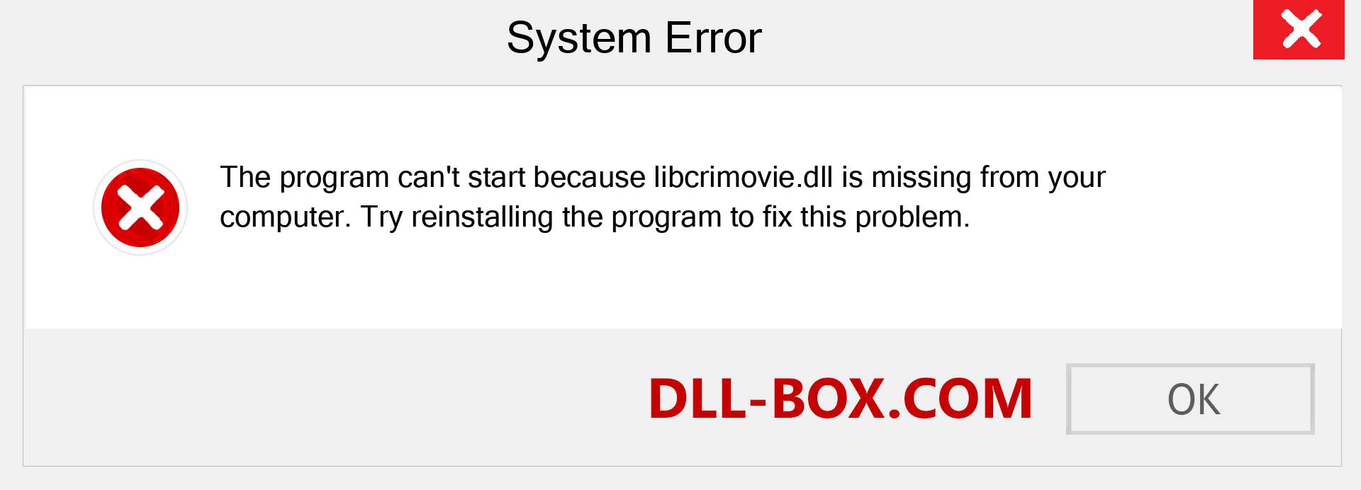  libcrimovie.dll file is missing?. Download for Windows 7, 8, 10 - Fix  libcrimovie dll Missing Error on Windows, photos, images